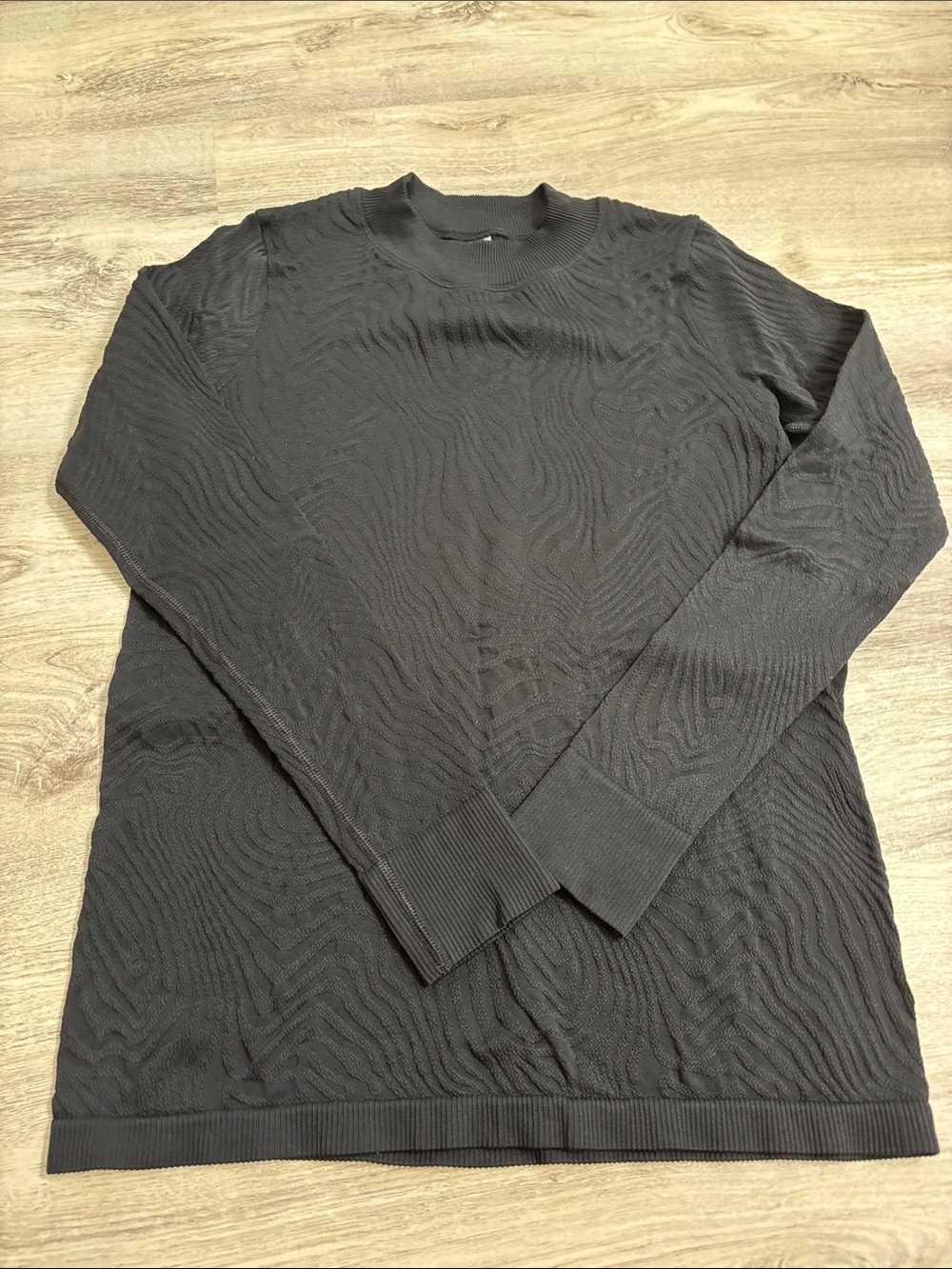 SPANX Black Textured Crewneck Long Sleeve Top